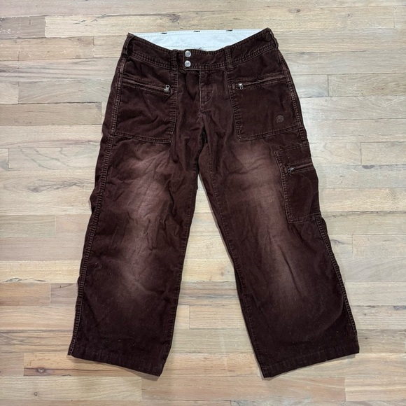 North Face Brown Corduroy Crop Cargo Pants - Picture 1 of 10